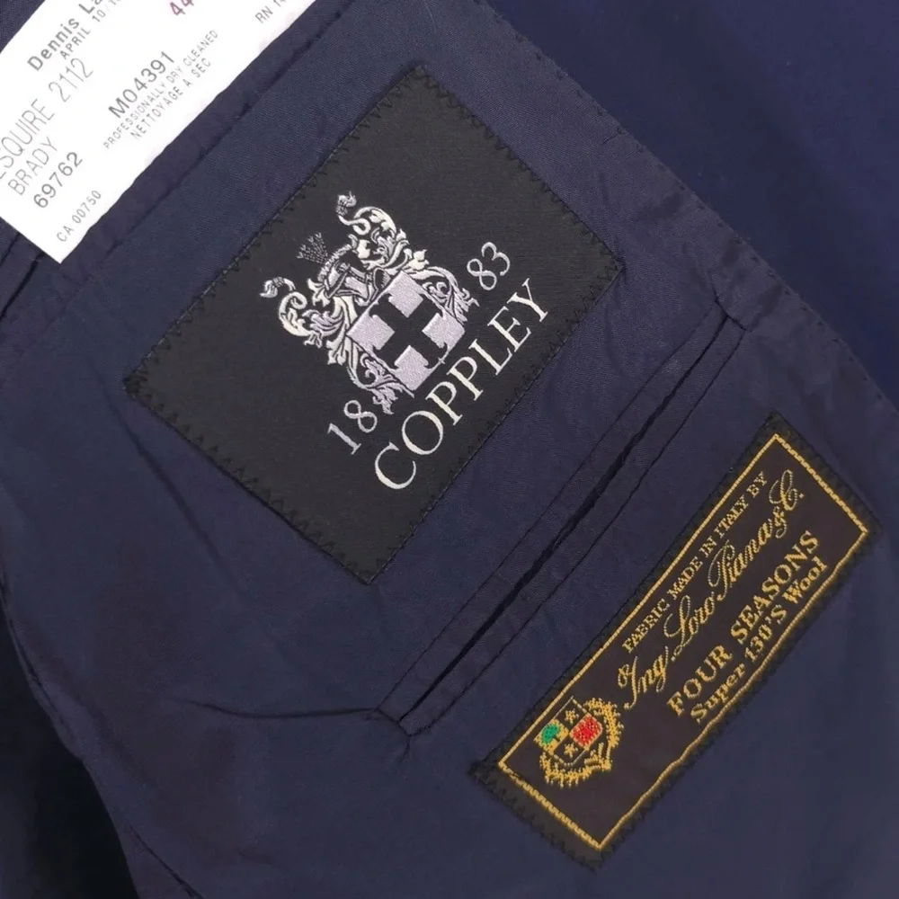 COPPLEY 1883‎ LORO PIANA S130s Wool Suit 44W 34X29 Navy Canada Made Italy Woven